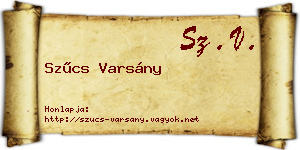 Szűcs Varsány névjegykártya