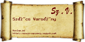 Szűcs Varsány névjegykártya